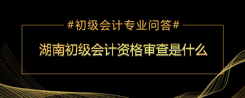 湖南初級會計資格審查是什么