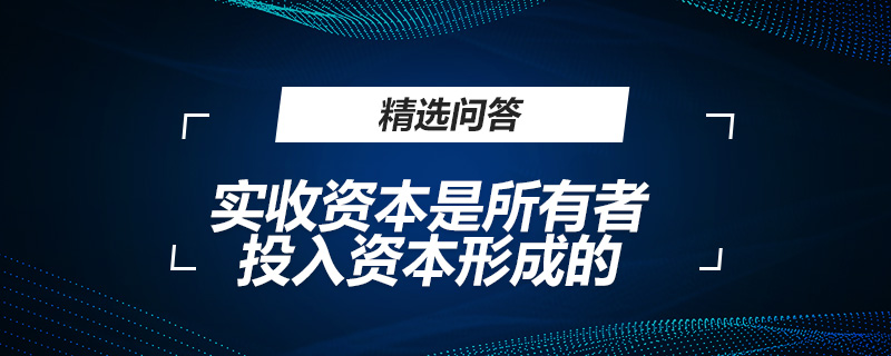 實(shí)收資本是所有者投入資本形成的