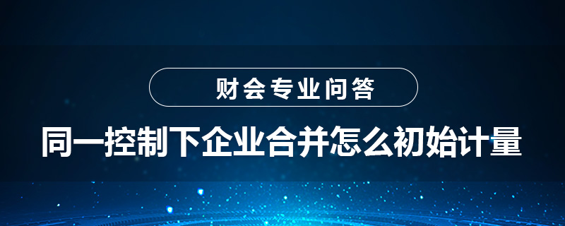 同一控制下企業(yè)合并怎么初始計量